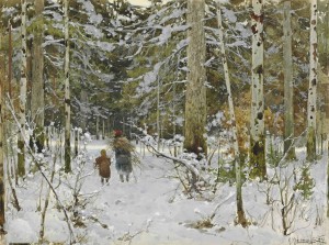 Wood gathering during winter